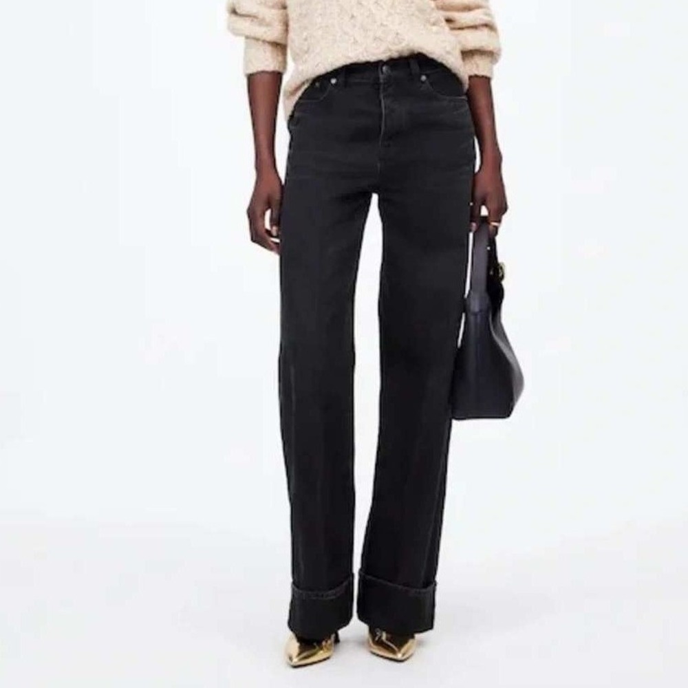 NEW Madewell Low Slung Baggy Jeans Women 28 Tall Black Garza Denim Minimalist